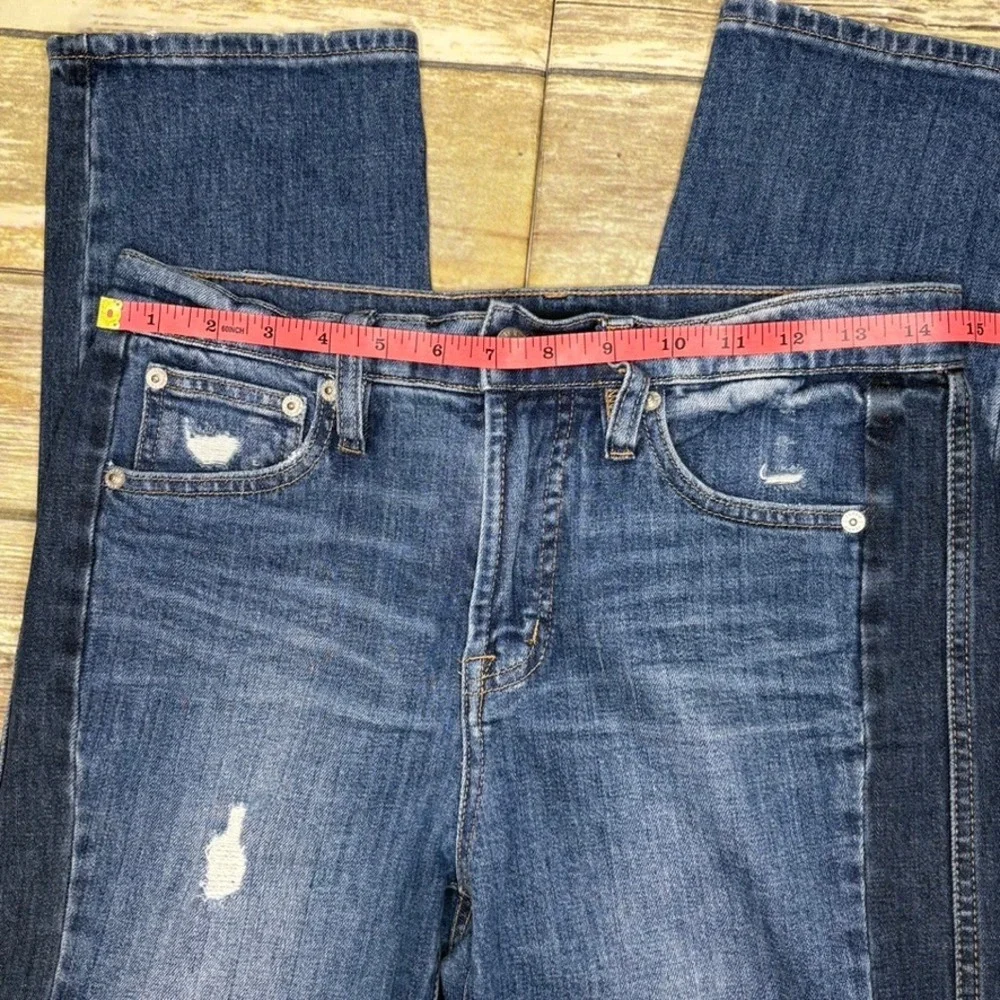 J. Crew Distressed Medium Wash Vintage Straight Mid Rise Stretch Jeans Sz 26